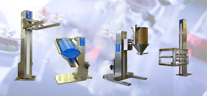 Stationary column lift for bulk material handling